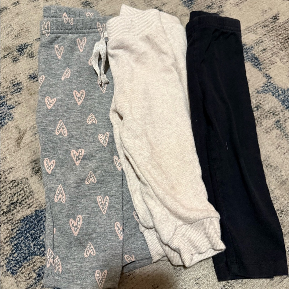 Kids Heart Print and Solid Color Joggers Set
